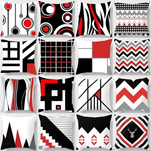 Black Red Geometric Pattern Polyester Throw Pillow Living Room Cushion Cover Car Home Decoration Sofa Decorative Pillowcase40548