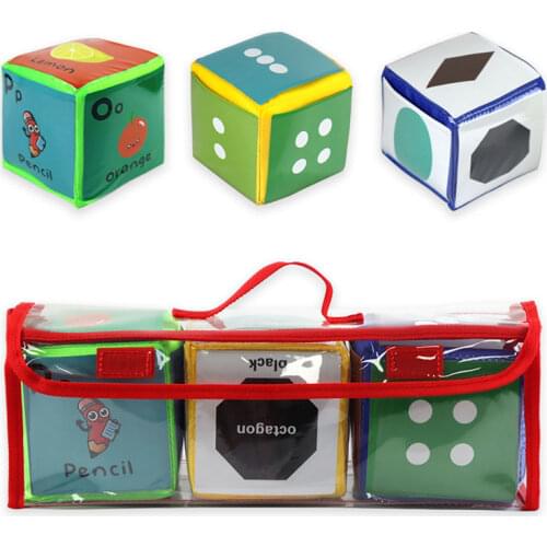 Children Soft Dice Card Learning Baby Cube Toys Throwing Dice Learning Color Alphanumeric Transparent Pocket Card Learning Toys