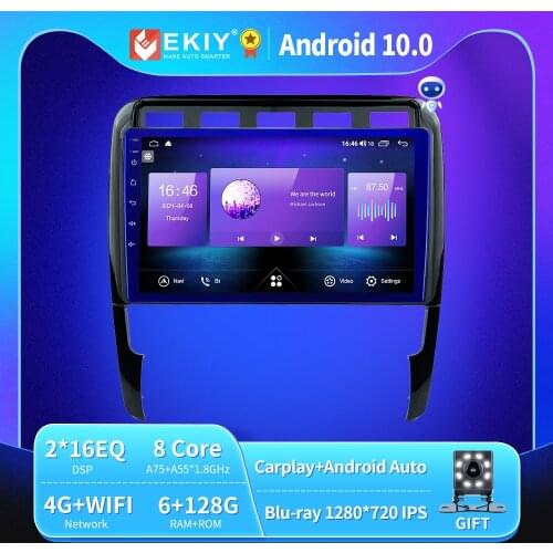 EKIY 6+128G 8 CORE Autoradio Android 10 For Porsche Cayenne 2002-2010 Car Radio Multimedia IPS QlED Navigation GPS no 2din