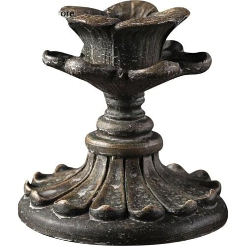 European Retro Candlestick Old Black Candle Holders Vintage Gift Candelabros Decorativos De Velas Table Home Decoration FC470