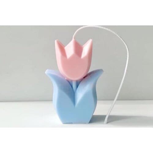 Geometric Tulip Shape Silicone Candle Mold Fondant Candle Ornaments Soap Mold For Pastry Cupcake Decorating Kitchen Tool