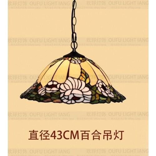 Diameter 43cm Classic Art Glass Lily Retro Decoration Living Room Dining Hall Lobby Bar Suspended Luminaire E27 110-240v