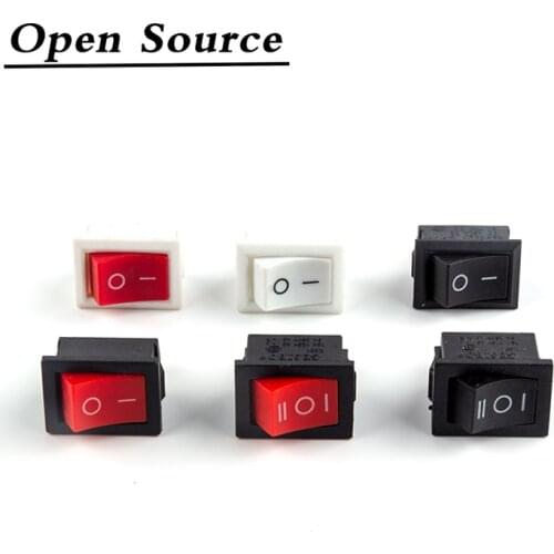 5pcs KCD1 Rocker Switch Push Button Mini Switch 6A-10A 250V KCD1-101 2Pin 3Pin Snap-in on/Off 21*15MM Black Red White