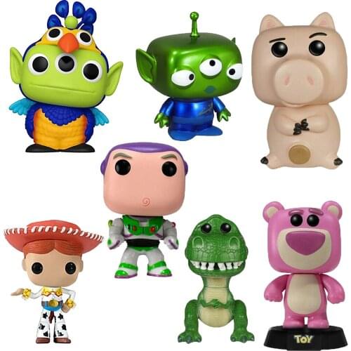Cute Cartoon Doll The Green Dinosaur Piggy Bear Alien (Metallic) Figure Collection Model Toy Child Play Acompany Birthday Gift