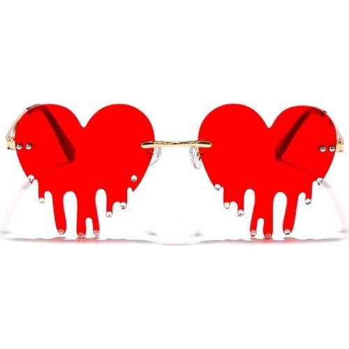 MINCL/2020 New Fashion Rimless Funny Sun glasses Women Brand Design Red Tears Sunglasses UV400 Crystal Diamond Sunglasses NX