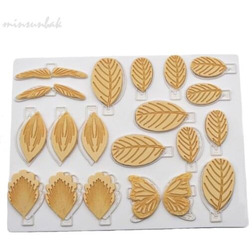 Minsunbak New Leaf Butterfly Wings Silicone Fondant DIY Cake Fondant Decoration Tool Sugarcraft Mould