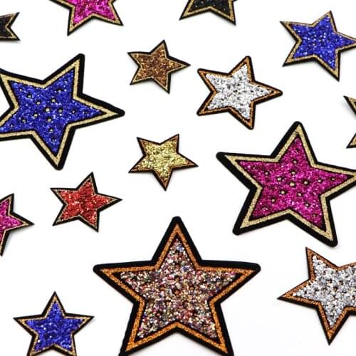 Fashion Sequined Colorful Star Patch Iron On Sew On star Stickers for Clothes Jeans Appliques DIY Coats Pants Badge Sewing Path