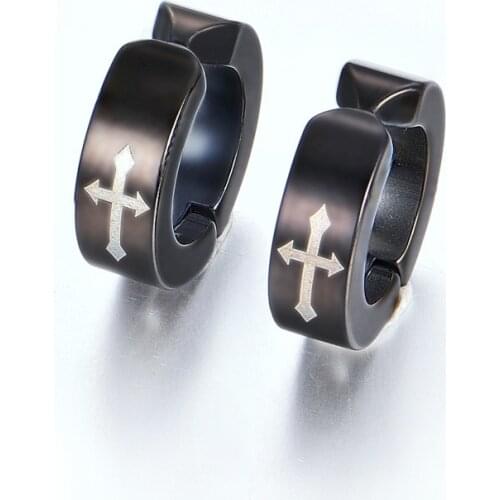 Fashion Cross Earrings Stainless Steel Punk Jewelry For Cool Women Girl Friendship Gifts Accessories