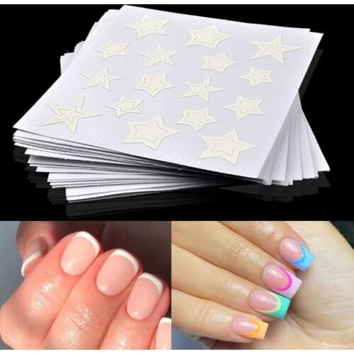 24pcs mixed White French Tips Nails Sticker Stencil Form nails design 2021 Line star Styling Beauty Tools nails accesorios