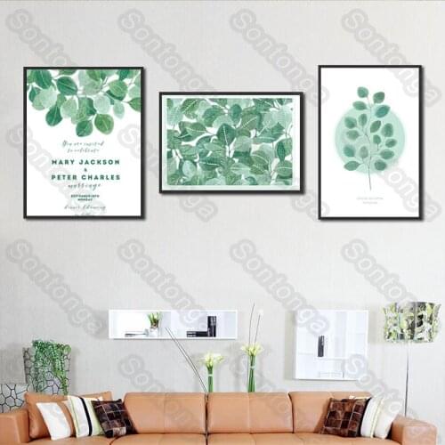 Mural Oil Painting Art Poster Green Leaves Fresh and Simple Modern Home Decoration Canvas Nordic Art Sofa Background
