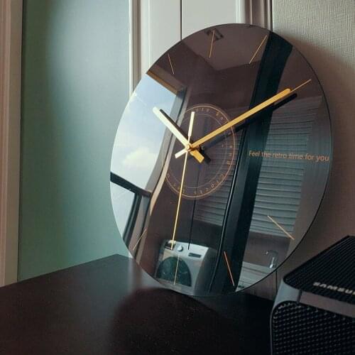 Crystal Mirror Glass Wall Clock Silent Living Room Quartz Clock Household Clock Creative Fashion Modern Simple Northern Europe