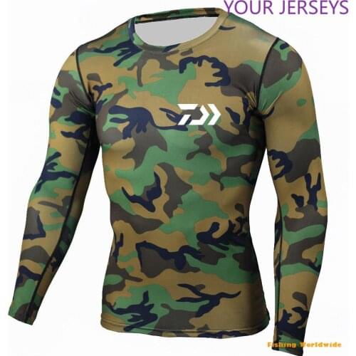 New Sport DAIWA Fishing T Shirts Men Long Sleeve Camouflage Quick Dry Running Vest Man Breathable Clothes