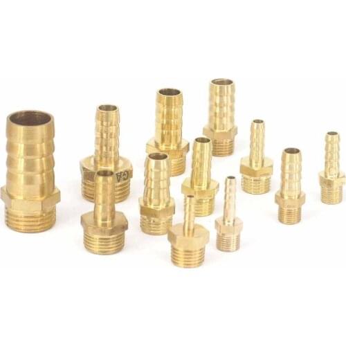 LOT 5 Hose Barbed I/D 4mm 6mm 8mm 10mm 12mm 14mm 16mm 19mm x 1/8" 1/2" 3/8" 1/2" BSPP Male Brass Splicer Pipe Fittings 0.8 Mpa