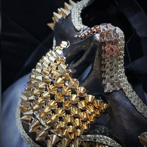 Sexy cosplay gold skull DJ DS punk rivet nightclub dance party masks halloween mask