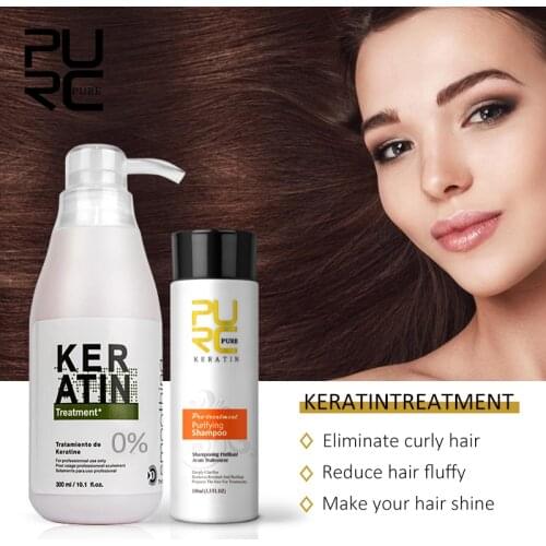 PURC 300ml Formalin Keratin Brazil 0% Keratin Treatment and 100ml Purifying Shampoo Hair Care Treatment For Lady Hair Repairs