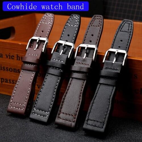 Cowhide watch band for IWC Prince Mark18 IW327004/37714 Tutima -Flieger Pilot Series 20mm21mm Black Brown Genuine Wrist Strap