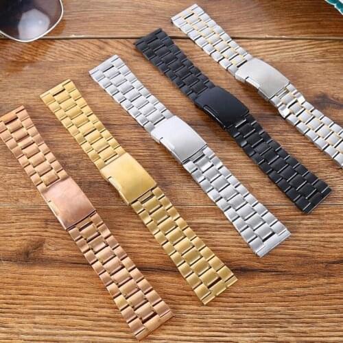 Neway 16 18 20 22 24mm Silver Gold 316L Stainless Steel Curved End Wrist Watch Band Strap Replacement men metal Bracelet Belt