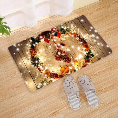 Hallway Kitchen Rubber Doormat Mat Merry Christmas Santa Claus Living Room Rug Anti-Slip Dustproof Carpet Home Decor