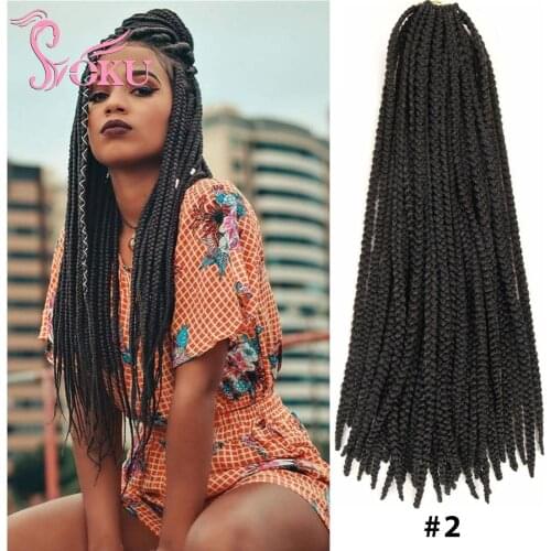SOKU Box Braids Straight Crochet Hair 24 Inches Black Synthetic Braiding Hair Extensions for Women Hot Water Setting Dreadlocks