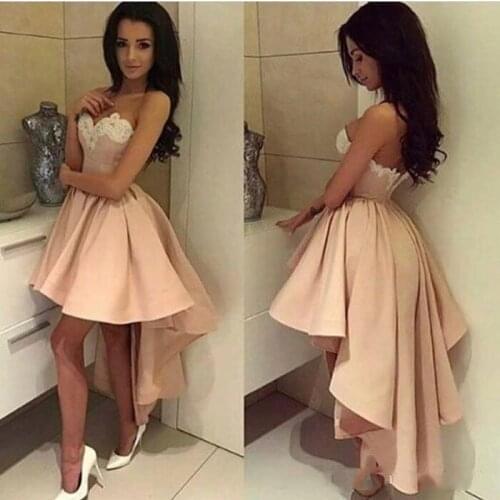 Modern High Low Arabic Short Prom Homecoming Dresses A Line Sweetheart Lace Appliqued Ball Gown Cocktail Dresses Holiday Gowns