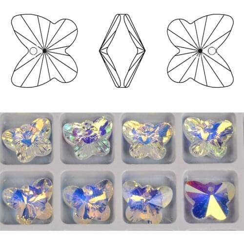 14mm Charms Butterfly Crystal Beads Single Hole Crystal AB Glass Beads for Jewelry Making Necklaces Earrings DIY Wholesale