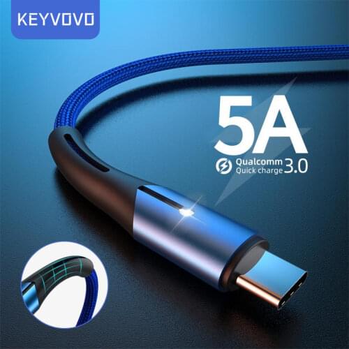 5A Super Fast Charging USB Type C Cable For Samsung Xiaomi mi Huawei 3A QC3.0 Fast USB-C Cable Phone Charger USBC Type-C Data