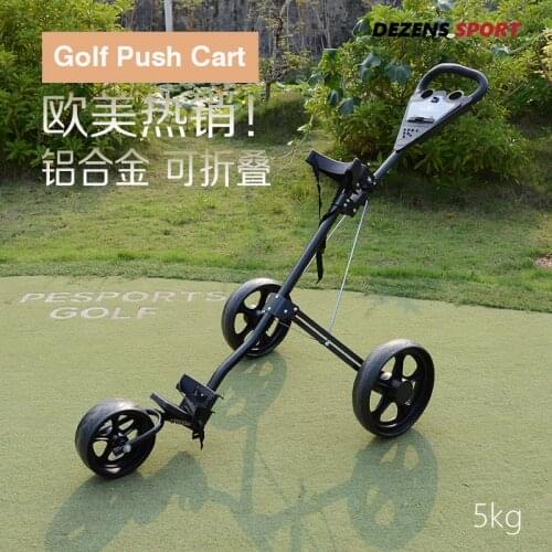 DEZENS Golf Push Cart Lightweight 3 Wheels Foldable Golf Club Push Pull Cart Trolley Golf Pull Cart