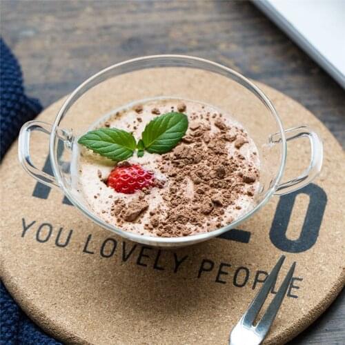 Heat-resistant Glass Ice Cream Bowl Fruit Vegetable Salad Dessert Bowl With Handle Home Decor Tableware Restaurant Bar Supplies