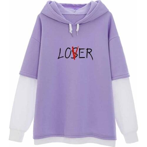 Loser Letter Hoodie Hip Hop Streetwear Hoodie Harajuku Streetwear Women Pullover Women Oversize Aesthetic Clothes Korean Top