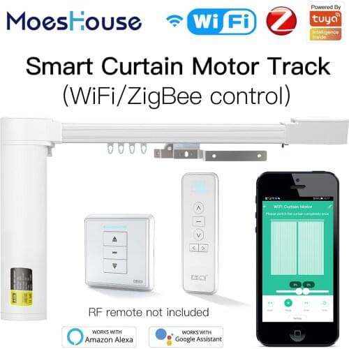 New Upgraded WiFi ZigBee Tuya Smart Curtain Motor Track Customized System RF Remote Alexa Google Home Multiple Controlling Modes