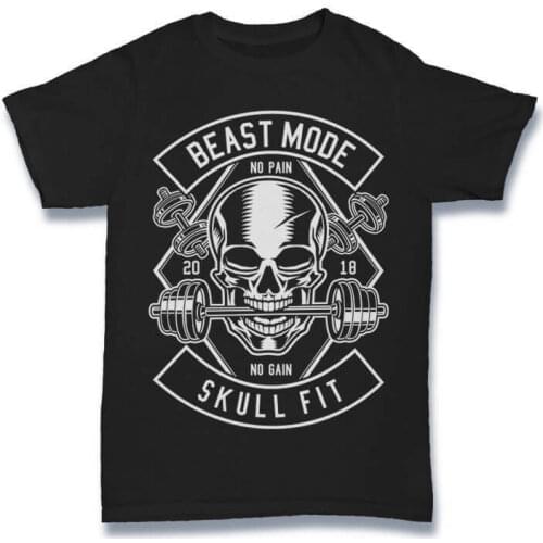 Beast Mode Skull Fit. Bodybuilding Gain Motivation Fighting Workout T-Shirt. Summer Cotton O-Neck Short Sleeve Mens T Shirt New