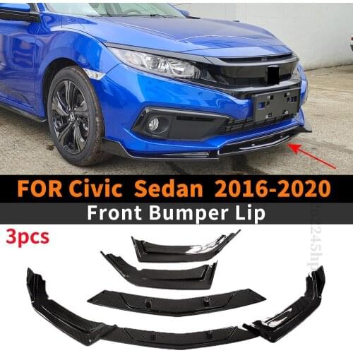 High Quality Front Bumper Lip Chin Body Kit Diffuser Spoiler Decoration Tuning For Honda Civic Sedan 2016 2017 2018 2019 2020