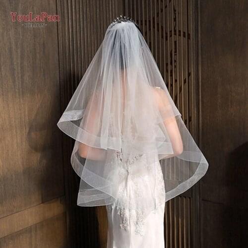 YouLaPan V69 Luxury 2 Layer Wedding Veil Women Gothic Veil White Veil with Comb Veil Mesh Headband Bridal Tiara Veil with Comb