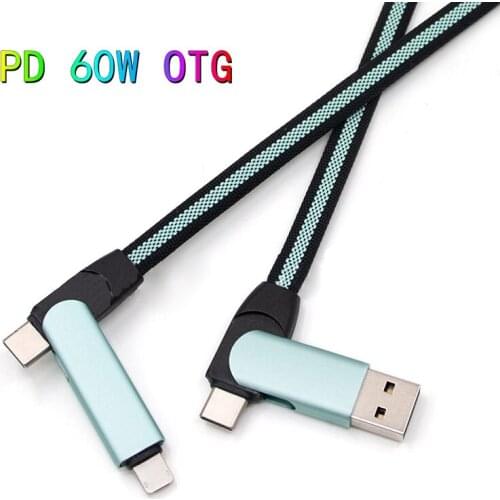 60WPD charge cable adapter USB C Typec micro USB port converter data transfer power charger for USB to lightning iphone Splitter