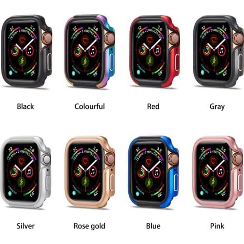 Metal Frame Protective Bumper Case for Apple Watch 6 5 4 44MM 40MM Aluminium Alloy with Silicone/TPU Protector Cover for iWatch