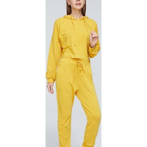 Casual Solid Two Pieces Set Women Sports Loose Hoodies for Women Sweatshirts Pullover Sweatpants Set Sportswear Female Suit