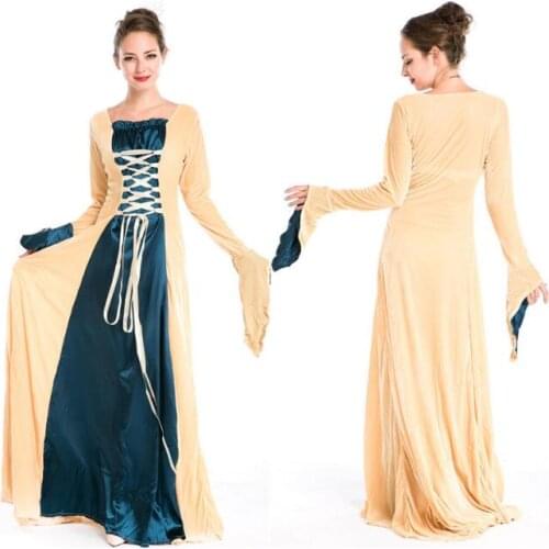 Womans Renaissance Victorian Medieval Long Dresses For Halloween Ball Gowns Costumes Gothic Evening Dresses Cosplay Costume