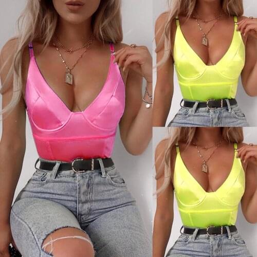 Women Sexy Sling Deep V Neck Sleeveless Bodysuit Stretch Leotard Body Suit Ladies Tops Leotard Skinny Jumpsuit Yellow Rose Red