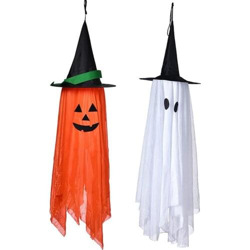 1.1m Halloween Ghost Pendant Pumpkin Ghost Witch Hat Wall Door Hanging Decor Halloween Venue Layout Ornaments Props