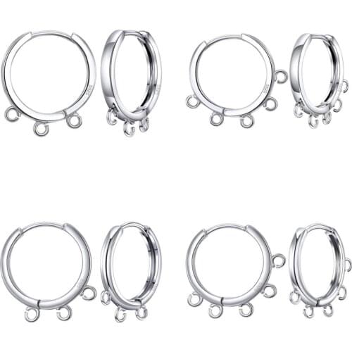 1 Pair 925 Sterling Silver DIY Jewelry Making Findings Handmade Connector Square/Round Circle Edge Loop Hoop Earrings Fittings
