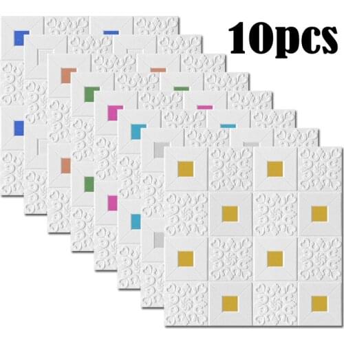 10pcs Self Adhesive Roof Wall Sticker 3D Stereo Ceiling Wallpaper Foam Sticker Panel Living Room Home House Decor Bedroom TV Kid