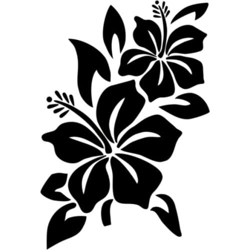 12.1*17.7CM Beautiful Hibiscus Flower Car Sticker Personalized Car Styling Vinyl Decals Black/Silver C7-1763