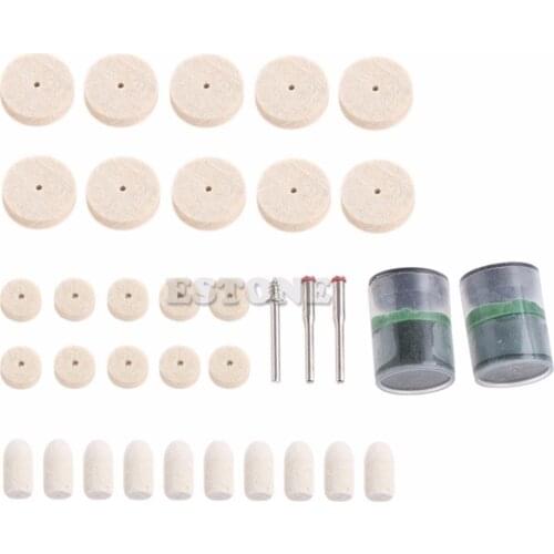 35Pcs/Set Soft Felt Polishing Buffing Burr Wheel Kit For Dremel Rotary Tools 1/8"