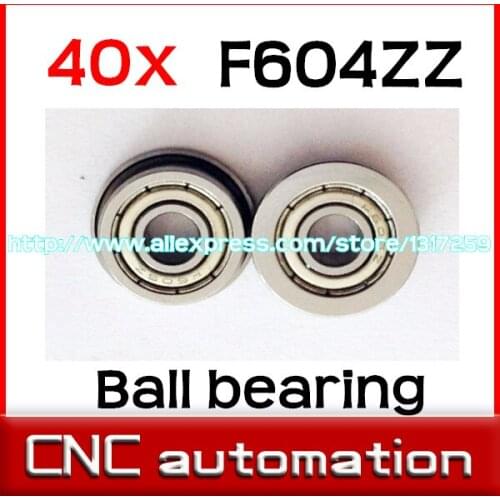 40pcs flange bushing ball bearings F604ZZ 4*12*4 mm radial shaft