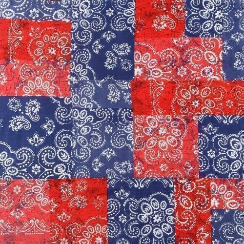 WINFOX Fashion 100% Cotton Navy Red Patchwork Paisley Bandana Headwear For Women Men