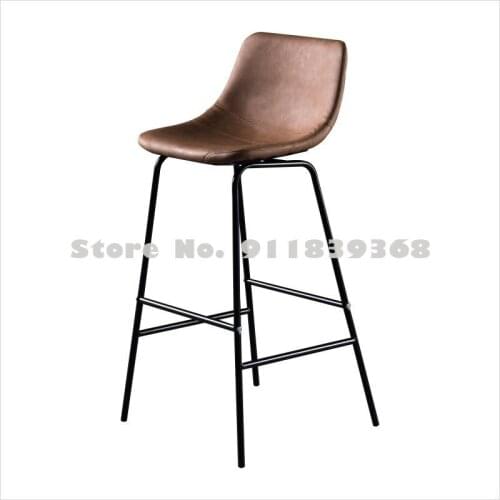Nordic Bar Chair Modern Simple Bar Chair High Footed Stool Family Back Front Desk Light Luxury Iron Industrial Style Stool