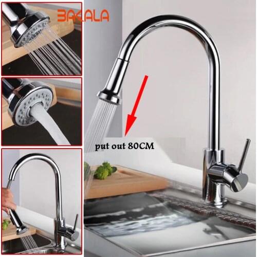 Freeshipping BAKALA Fashion cozinha single lever Pull out spray spout swivel brass kitchen faucet mixer taps LH-8115