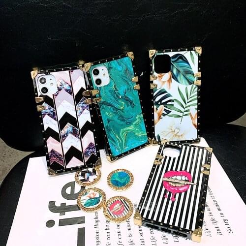 Cases For Redmi Note 8 Pro Redmi Note 9 Pro Note 9s Redmi 7 Xiaomi Mi9 Cover Fashion Square Diamond Painting Ring Stand Coque