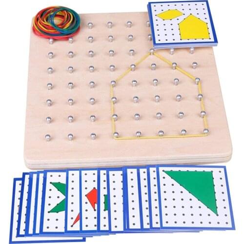 Baby Toy Montessori Creative Graphics Rubber Tie Nail Boards with Cards Childhood Education Preschool Kids Brinquedos Juguete