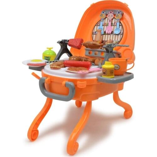 Kids Pretend Play Kitchen Playset with BBQ Grill, Dessert & Play Foods BBQ